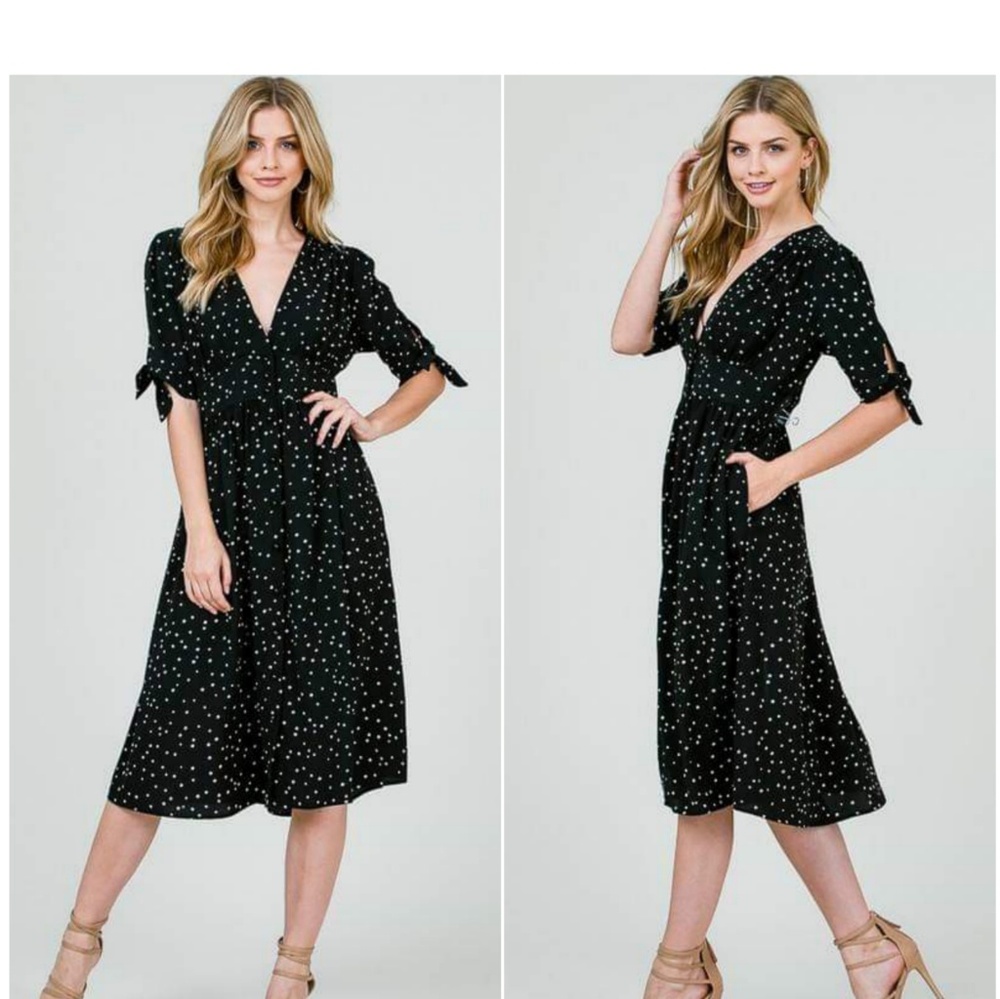 Mid Length Dress with Tie Detail
